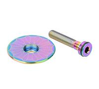 Capsule Cappucci per Serie Sterzo Bicicletta in Lega di Titanio 2 Pezzi, Universali 28,6mm Colorate - Leggerezza, Durata e Stile per Mountain Bike e Biciclette da Corsa ((Tempo e spazio colorati))