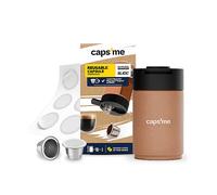 CAPSME - Kit capsule riutilizzabili ricaricabili compatibili con Nespresso Original, (2 cialde in acciaio inox + 48 coperchi opercoli in carta)