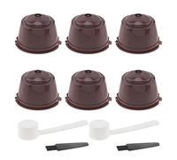 Capsule di caffè riutilizzabile per i birrai Nescafé Dolce Gusto, Set di 6 filtri per capsule di caffè colorati ricaricabili con spazzola di pulizia e cucchiaio di misurazione, marrone