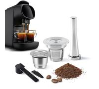 Capsule di caffè riutilizzabili in acciaio inossidabile BENFUCHEN compatibili con la macchina per caffè espresso L'OR Barista, grandi e piccole cialde di caffè ricaricabili in metallo con uno
