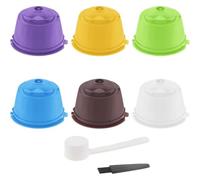 Capsule di caffè riutilizzabili per birrifici Nescafe Dolce Gusto, 6 filtri colorati ricaricabili per capsule di caffè con spazzola per la pulizia e cucchiaio dosatore (multicolore)