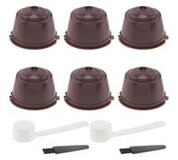 Capsule di caffè riutilizzabili per birrifici Nescafe Dolce Gusto, 6 filtri colorati ricaricabili per capsule di caffè con spazzola per la pulizia e cucchiaio dosatore (marrone)