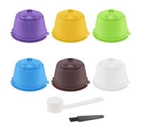 Capsule di caffè riutilizzabili per macchine Nescafé Dolce Gusto, confezione da 6 pezzi, capsule filtranti colorate ricaricabili con spazzolino per pulizia e cucchiaio dosatore