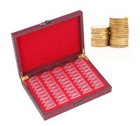 Capsule di Monete da 50 Pezzi da 30 Mm con Scatola Dell'organizzatore di Immagazzinaggio in Legno Vintage e Guarnizione in Schiuma, Custodia Commemorativa per Espositori per Monete