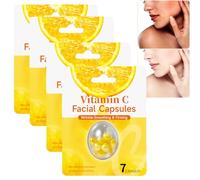 Capsule di siero alla vitamina C per il viso, capsule viso alla vitamina C idratano, uniformano il tono della pelle, siero anti-età e illuminante, antirughe rassodante idratante e riparatore (4pcs)