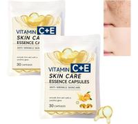 Capsule di siero di vitamina C con collagene, siero viso anti-invecchiamento alla vitamina E per donne e uomini, illuminare la pelle Ridurre le rughe, Macchie scure, linee sottili (60 pezzi)