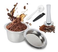 Capsule Espresso Riutilizzabili Capsule Caffè Ricaricabili in Acciaio Inossidabile con Cucchiaino Compatibile con K-fee Caffitaly Tchibo Cafissimo Aldi Expressi Macchina (Capsules+ Tamper)