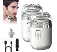 Capsule Razor, Capsule Razor Mini Portable Electric Shaver, with Nose Hair Trimmer, Waterproof, USB Rechargeable Waterproof for Men Women (2Pcs-White)