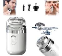 Capsule Razor - Mini Portable Electric Shaver,Portable Multifunctional Capsule Shaver, 2 in 1 Capsule Mini Shaver with Nose Hair Trimmer,Ipx7 Waterproof, Type-C Charging,Men's Travel Razor (White)