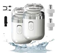 Capsule Razor, Palyrain Mini Portable Electric Shaver for Men, Portable Multifunctional Capsule Shave Men's Razor, Waterproof Washable Rotary Razor with Nose Hair Trimmer (White*2)