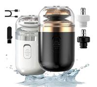 Capsule Razor, Palyrain Mini Portable Electric Shaver for Men, Portable Multifunctional Capsule Shave Men's Razor, Waterproof Washable Rotary Razor with Nose Hair Trimmer (Black+White)