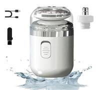 Capsule Razor, Palyrain Mini Portable Electric Shaver for Men, Portable Multifunctional Capsule Shave Men's Razor, Waterproof Washable Rotary Razor with Nose Hair Trimmer (White)