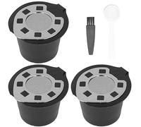 Capsule ricaricabili per macchina da caffè da 50 ml, cialde per caffè con cucchiaio e spazzola, filtro riutilizzabile, in acciaio inox, ricambio per Nespresso, cromate