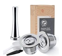 Capsule riutilizzabili Nespresso in acciaio inox, 2 cialde ricaricabili per macchine originali Nespresso + 1 manomissione + 1 cucchiaio + 1 pennello
