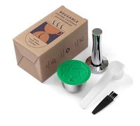 Capsules rechargeables Filtres à dosettes de café réutilisables compatibles avec les brasseurs Dolce Gusto avec cuillère et brosse (1 capsule，1 tamper)