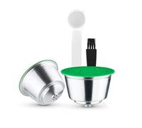 Capsules rechargeables Filtres à dosettes de café réutilisables compatibles avec les brasseurs Dolce Gusto avec cuillère et brosse (2 capsule)