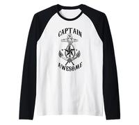 Captain Awesome - Ancora a Vela, Navigare, Regalo per Barca da Viaggio Maglia con Maniche Raglan