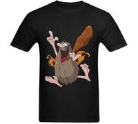 Captain Caveman Men's Cotton T Shirt Short Sleeve Sport Casual Tee Summer Fashion Black 3XL