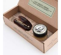 Captain Fawcett's Moustache Wax (Sandalwood Scent) & Folding Pocket Moustache Comb (CF.87T) Gift Set - Made in England by Captain Fawcett's