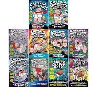 Captain Underpants 10 Books Collection Set by Dav Pilkey Includes: 8 Captain Underpants Books + 2 Extra Crunchy Books O Fun