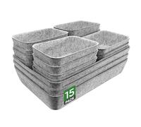 Captainfive Confezione da 15 contenitori per cassetti da 100x58 cm, contenitori impilabili in feltro, sistema di organizzazione dei cassetti per scrivania, toletta, comodino, armadio (grigio chiaro)