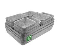 Captainfive - Organizer per cassetti da 17 pezzi per cassettiera da 108 cm, scatole portaoggetti impilabili in feltro, sistema di organizzazione dei cassetti per scrivania, toletta, comodino, armadio