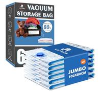 CaptainFive Sacchetti sottovuoto per copriletti 6 JUMBO (100 x 80 cm), sacchetti sottovuoto per vestiti, sacchetti sottovuoto per biancheria da letto, cuscini, vestiti, coperte