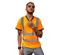 Capto T-Shirt Riflettente di Avvertimento per la Sicurezza edilizia ad Alta visibilità - Camicia da Lavoro da Uomo - Camicia Neon da Uomo - T-Shirt da Lavoro - Arancione/Nero - XXL