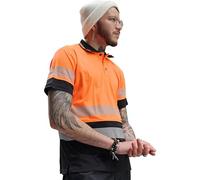 Capto T-Shirt Riflettente di Avvertimento per la Sicurezza edilizia ad Alta visibilità - Camicia da Lavoro da Uomo - Camicia Neon da Uomo - T-Shirt da Lavoro - Arancione/Blu Marino - XXL