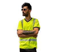 Capto T-Shirt Riflettente di Avvertimento per la Sicurezza edilizia ad Alta visibilità - Camicia da Lavoro da Uomo - Camicia Neon da Uomo - T-Shirt da Lavoro - Giallo/Nero - M