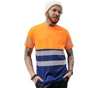Capto T-Shirt Riflettente di Avvertimento per la Sicurezza edilizia ad Alta visibilità - Camicia da Lavoro da Uomo - Camicia Neon da Uomo - T-Shirt da Lavoro - Arancione/Nero - S