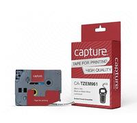 Capture TZEM961 - Nastro adesivo nero su argento opaco, 36 mm x 8 m