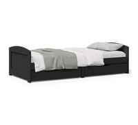 Capwee Divano Letto 2 Posti Letto Singolo con Contenitore Struttura Letto con cassetti contenitori e doghe in Legno Massello Pino-Nero-2 Cassetti