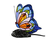 CAPXXIN Lampada Tiffany con Vetro Colorato Art Déco Farfalla Luci Paralume Base in Resina per Amante Fidanzata Camera da Letto Biblioteca Soggiorno Tavolino Moderno,D Needed