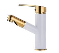 CAPXXIN Miscelatore lavabo con doccetta Estraibile Rubinetti Bagno Ottone Oro Bianco Rubinetto lavabo telescopico monoforo Caldo e Freddo Needed