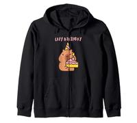 Capy Birthday Cute Capybara con torta divertente animale partito Felpa con Cappuccio