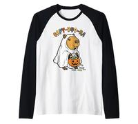 Capy-Boo-Ra Cappy Halloween Divertente Capybara Costume Carino Maglia con Maniche Raglan