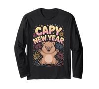 Capy Capodanno Divertente Capybara Coriandoli Fuochi d'artificio Eve Party Maglia a Manica