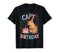 Capy Happy Birthday Capybara Party Animal Ragazzi e Ragazze Maglietta