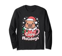 Capy Holidays Divertente Capybara Style Kawaii Graphic Maglia a Manica