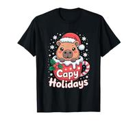 Capy Holidays Divertente Capybara Style Kawaii Graphic Maglietta