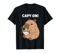Capy On Ramen Noodles Kawaii Capybara Maglietta