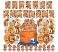Capybar Party Kit Decorazioni per Feste NTEVXZ 44pcs Capybar Forniture per Feste di Compleanno Capibar Striscione Buon Compleanno Palloncini Topper per Torta Cupcake Topper