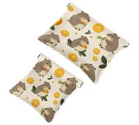 Capybara-23 trousse per cosmetici, impermeabile, portatile, senza cerniera, 2 pezzi, Multicolore 03, A：7.1x5.8in/18x14.8cm，B:4.7x4.5in/12x11.5cm