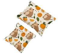 Capybara-23 trousse per cosmetici, impermeabile, portatile, senza cerniera, 2 pezzi, Multicolore 04, A：7.1x5.8in/18x14.8cm，B:4.7x4.5in/12x11.5cm