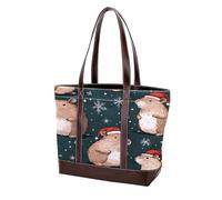 Capybara-49 - Borsa tote in pelle resistente e tela, da donna, con manico superiore, multicolore, 33,8 x 12 x 31 cm