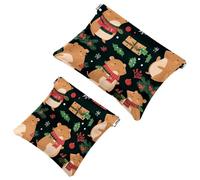 Capybara-56 trousse per cosmetici, impermeabile, portatile, senza cerniera, 2 pezzi, Multicolore 01, A：7.1x5.8in/18x14.8cm，B:4.7x4.5in/12x11.5cm