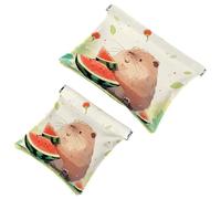 Capybara-89 - Trousse per cosmetici, impermeabile, portatile, senza cerniera, 2 pezzi, Multicolore 03, A：7.1x5.8in/18x14.8cm，B:4.7x4.5in/12x11.5cm