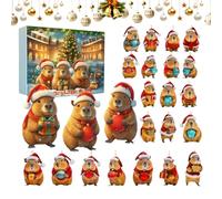 Capybara Advent Christmas, Capybara Ornament 2025 Countdown Calendar, 2D Acrylic Decor 24 Days For Home Christmas Tree Car Rearview Mirror Wall Window Family Adults Kids Vacation