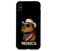 Capybara America Merica 4 luglio USA Bandiera Cowboy Uomo Donna Custodia per iPhone XS Max
